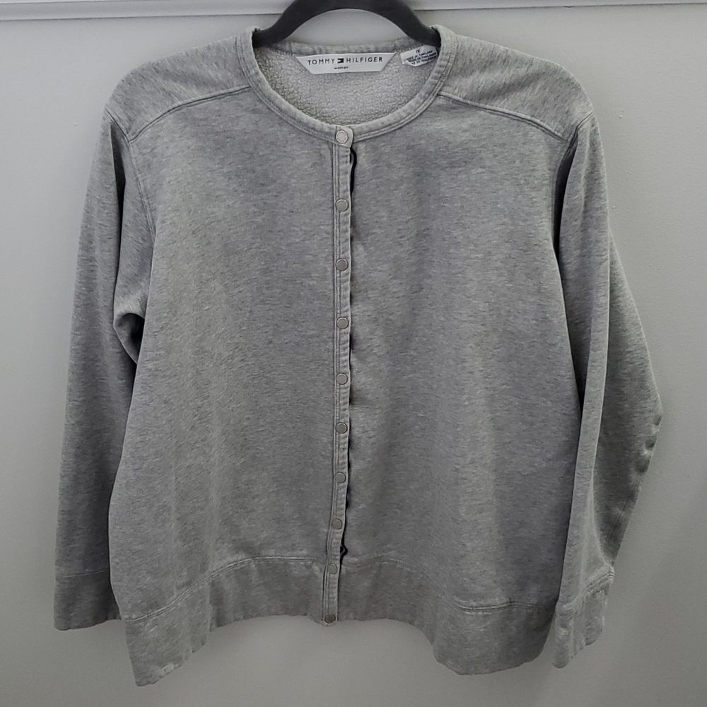 Vintage Tommy Hilfiger Gray Button-up Sweater Size 1X